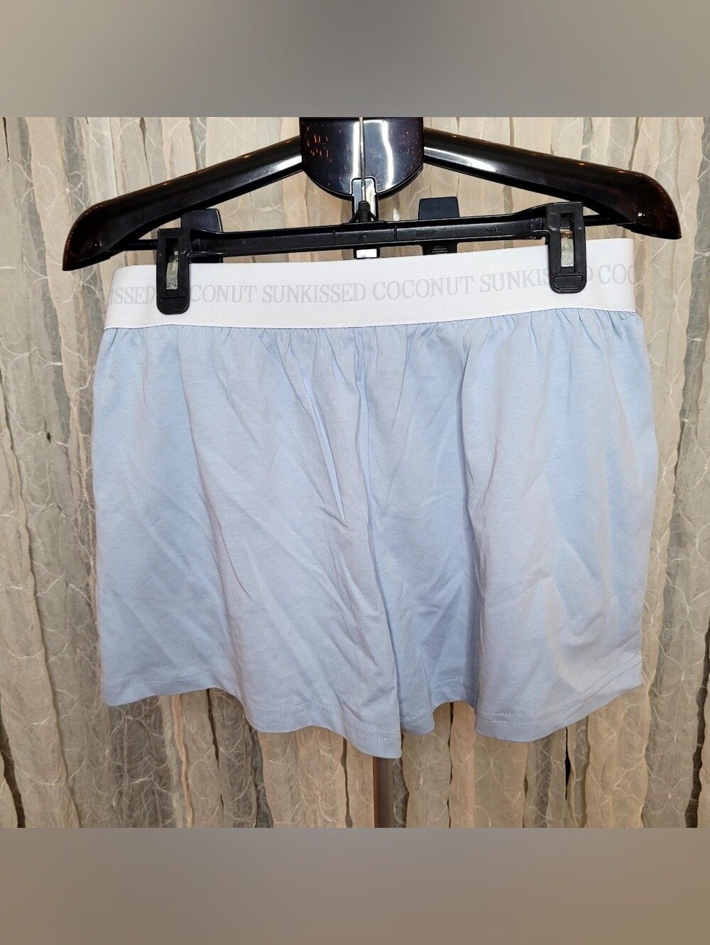 Sunkissed Coconut Light Blue Logo Waistband Boxer Lounge Shorts L
